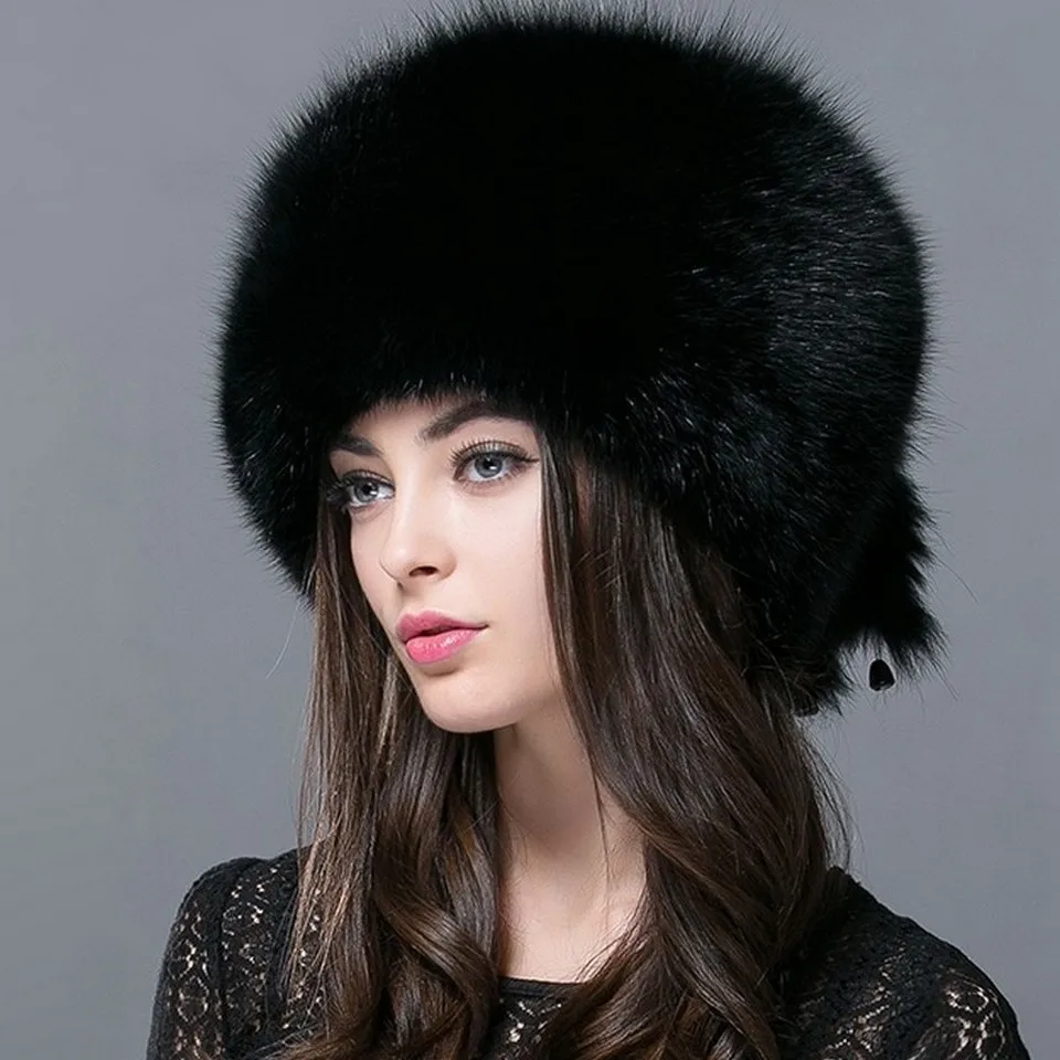 FXFURS Autumn and winter 20201New Women \'s Genuine Raccoon Russian Fur Hat Real Fox Fur Hat Dome Mongolian Hat FXH-161013