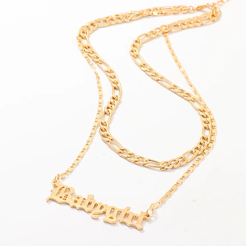 DOREMI Stainless Steel Roma Chain Custom Your Name Necklace Personlized Necklace Playered Letter Gold Choker Mom/Mother's Gift