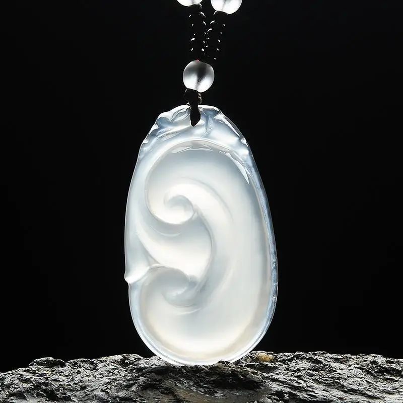 Agate Pendant Ice Jade Lucky Stone Natural Exquisite Chalcedony Necklace Quality Jewelry Accessories Neck Decoration Gift