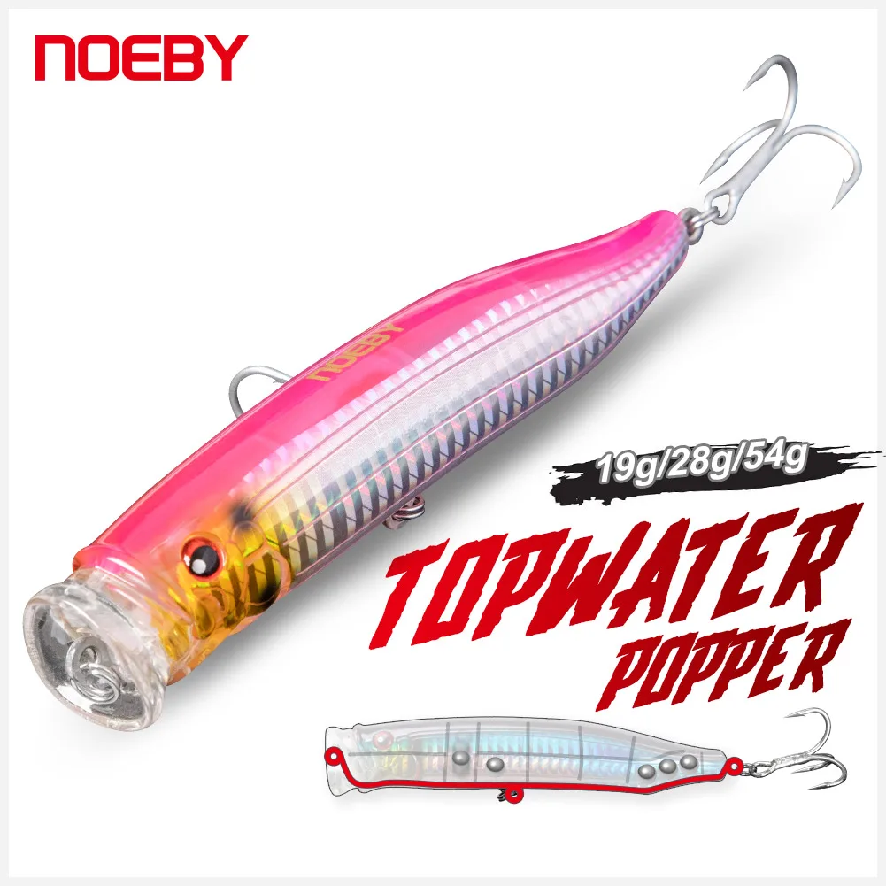 Noeby-artificial hard bait for fishing, Popper lure for Pike and tuna fishing, 10cm, 20g, 12cm, 29g, 15cm, 55g