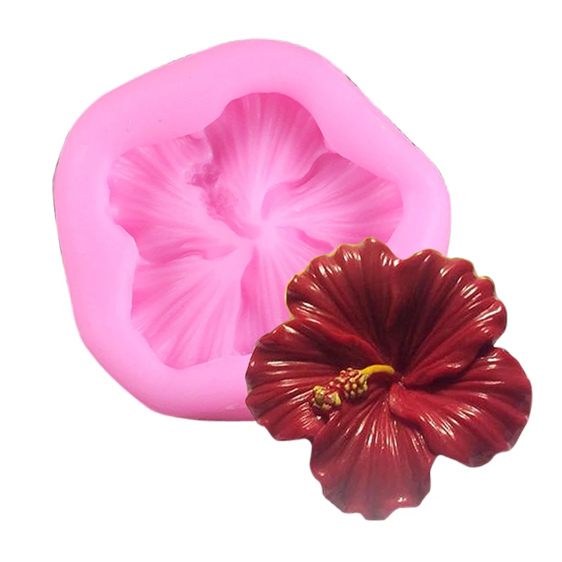 3D Kwiat Hibiskus Silikonowe Formy Fondant Craft Cake Candy Chocolate Sugarcraft Ice Baking Tool Mould M2353