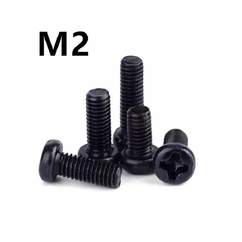 

1000pcs/lot M2x3/4/5/6/8/10/12/14/16/18/20mm PM GB818 Black 304 Stainless steel pan head semi-circular head cross machine screw