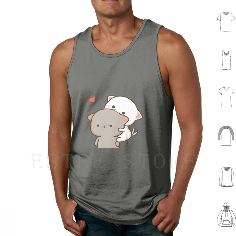 Peach Eating Goma Mochi Cat Nom Tank Tops Vest Peach Cat Goma Mochi Cat Kitty Cute Romantic Kawaii Boyfriend Girlfriend