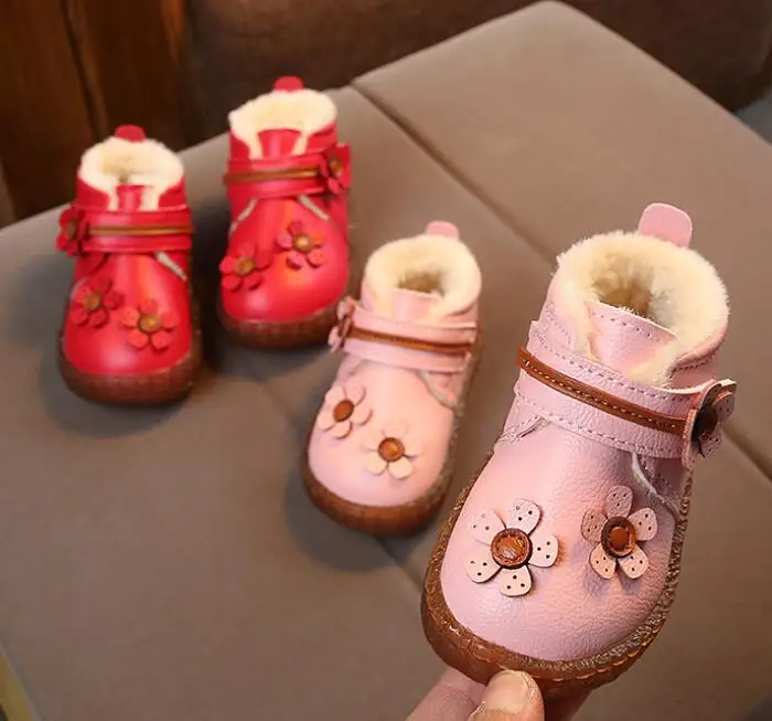 

Baby Girls Snow Boots Kids Shoes Warm Plush Winter 2019 Snow shoes For Children Shoes For Girl boots Soft bottom thread