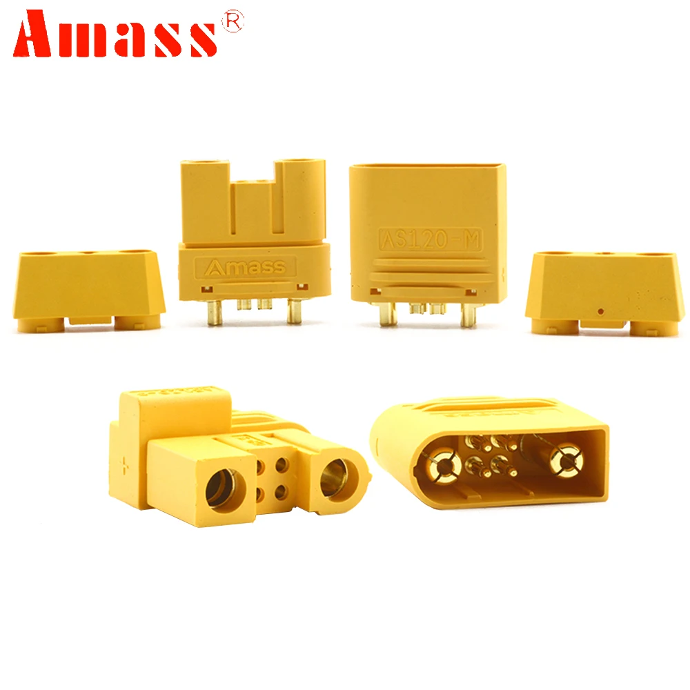 Amass AS AS120 DC500V 60A-120A Female/Male Brass Gold Connectors Plug Signal Pin For RC Lipo ESC Motor FPV Drone Multirotor DIY