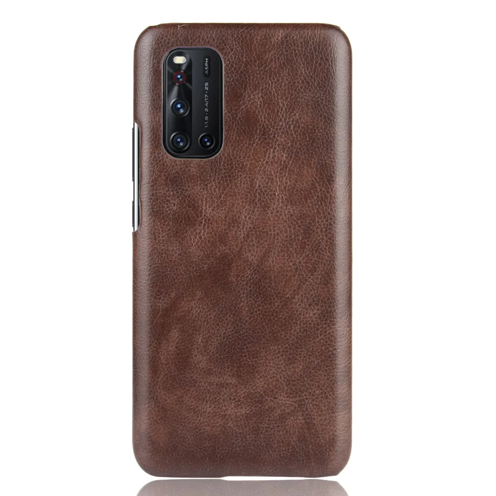 Vivo V19 Case vivo V19 Retro PU Leather Litchi Pattern Skin PC Hard Back Cover For Vivo V19 V 19 Phone Bag Cases