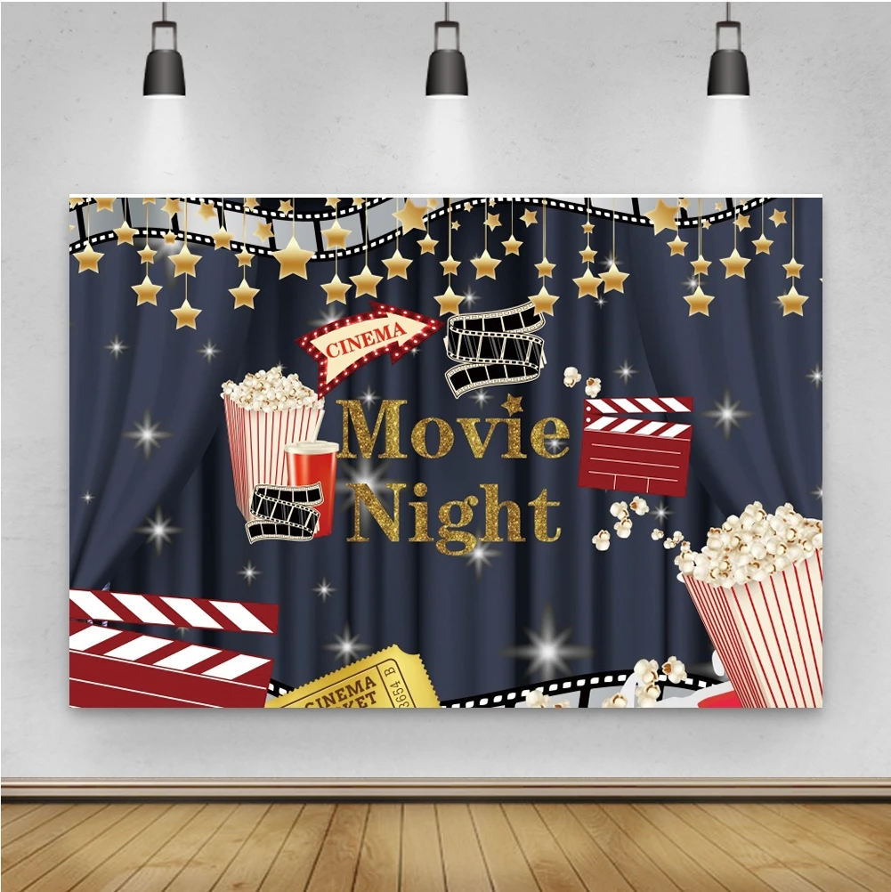 Laeacco فيلم ليلة صور خلفية الفشار شرب الشريط ديكور غرفة عيد ميلاد مخصص التصوير خلفية الصورة لاستوديو الصور