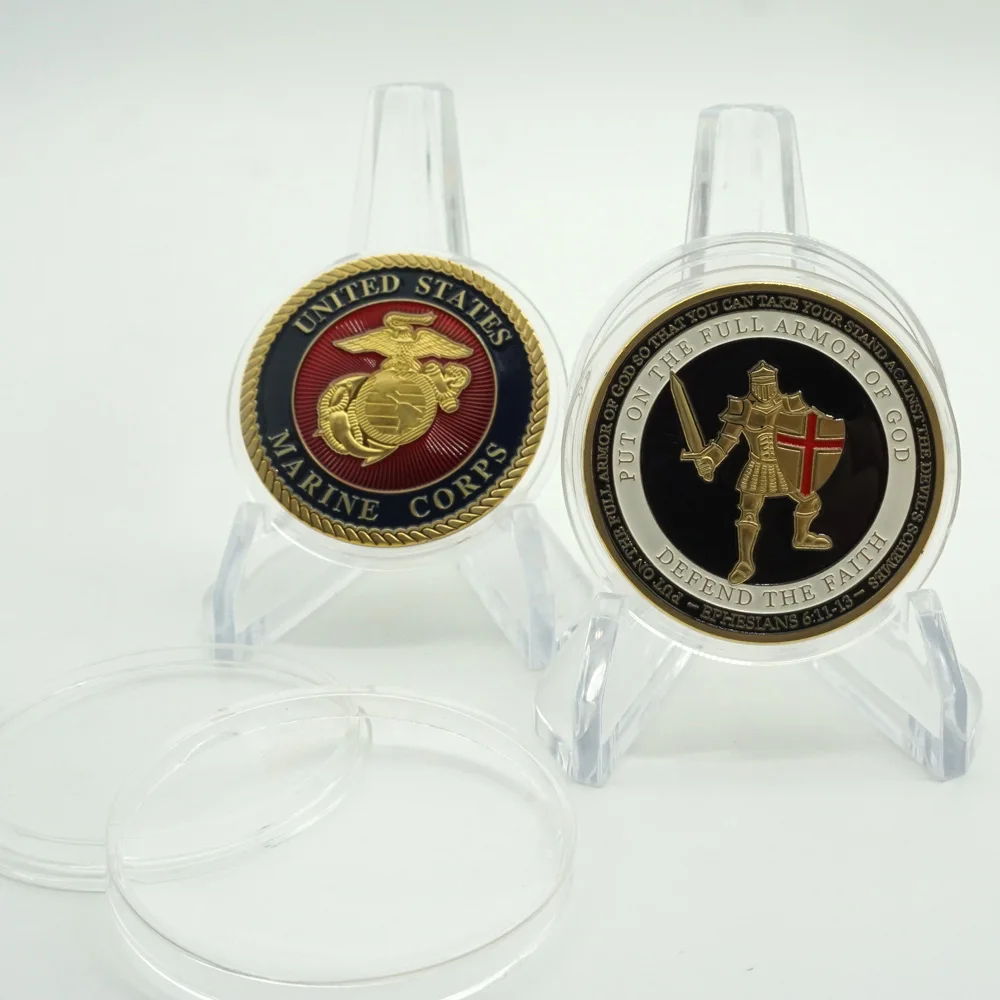 

Put on the Whole Armor of God medal the United States marine corps challenge Enamel coin