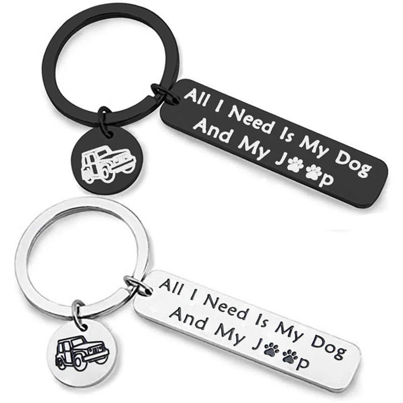 LLavero de regalo divertido para amantes de los perros, accesorios para propietarios de Jeep, entusiastas de todo lo que necesita es mi Jeep y mi perro, llavero con estampado de pata ondulada