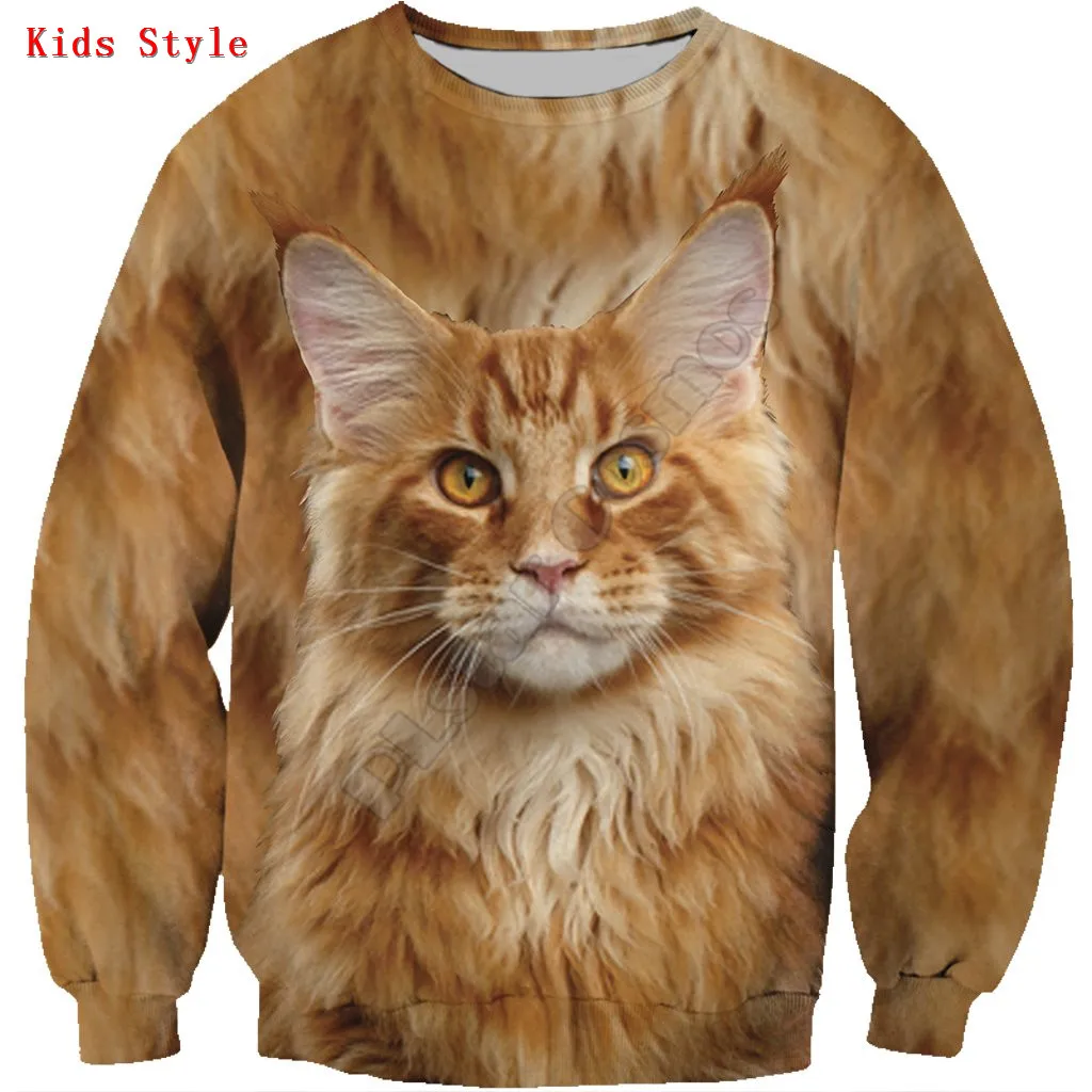 Maine Coon Cat Kids Sweatshirt 3d printed Hoodies Pullover Boy For Girl Long Sleeve Shirts Kids Funny Animal Sweatshirt