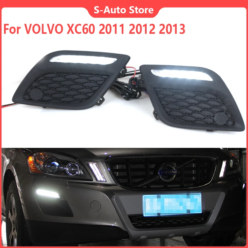 1 Pair LED Daylight Driving Running Lights Daylight cover light 12v fog lamp For Volvo XC60 2011 2012 2013 Auto Parts