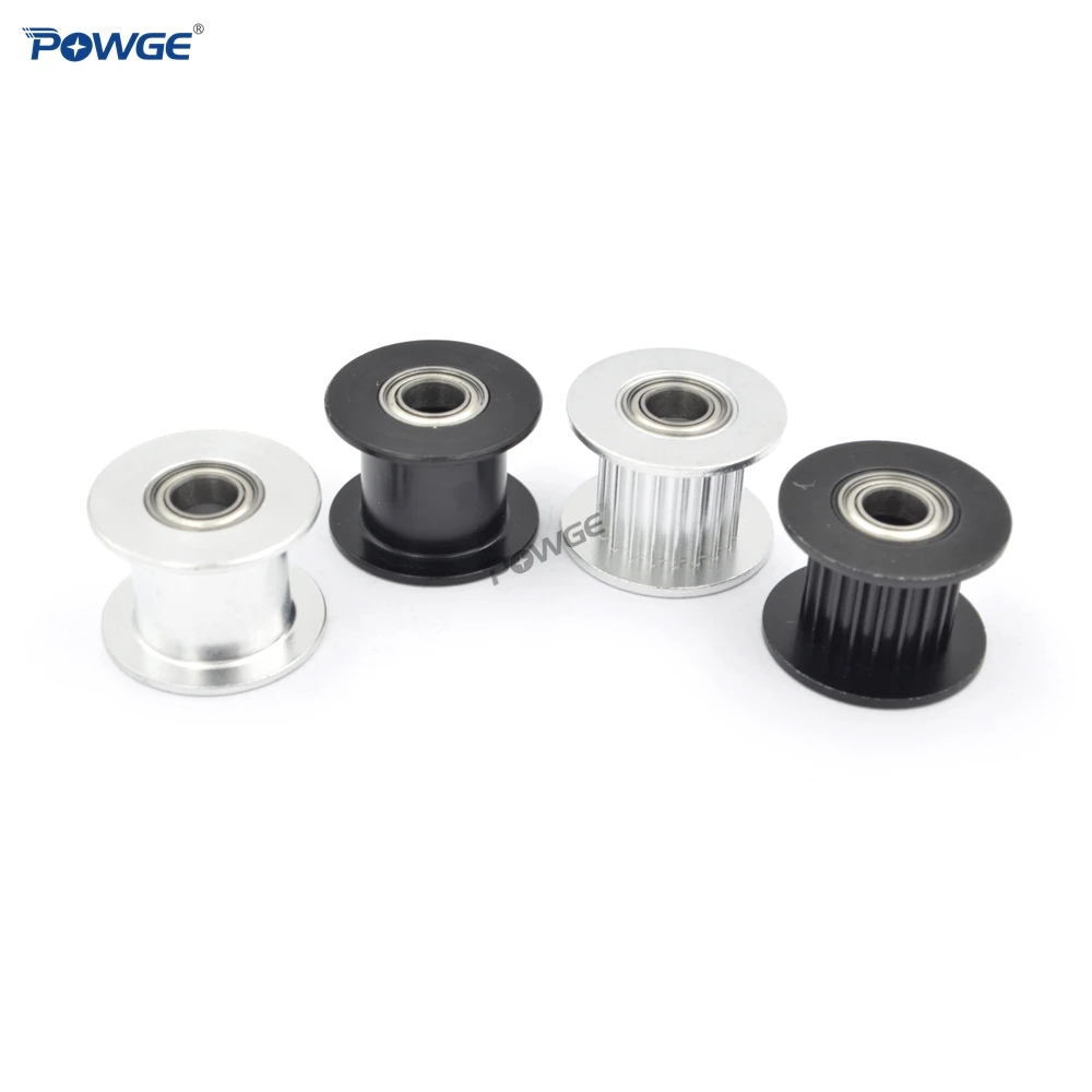 POWGE 2M 2GT 20 Teeth Synchronou Idler Pulley Bore 5mm Black with Bearing for GT2 Open belt Width 10MM 20teeth 20T Passive Wheel