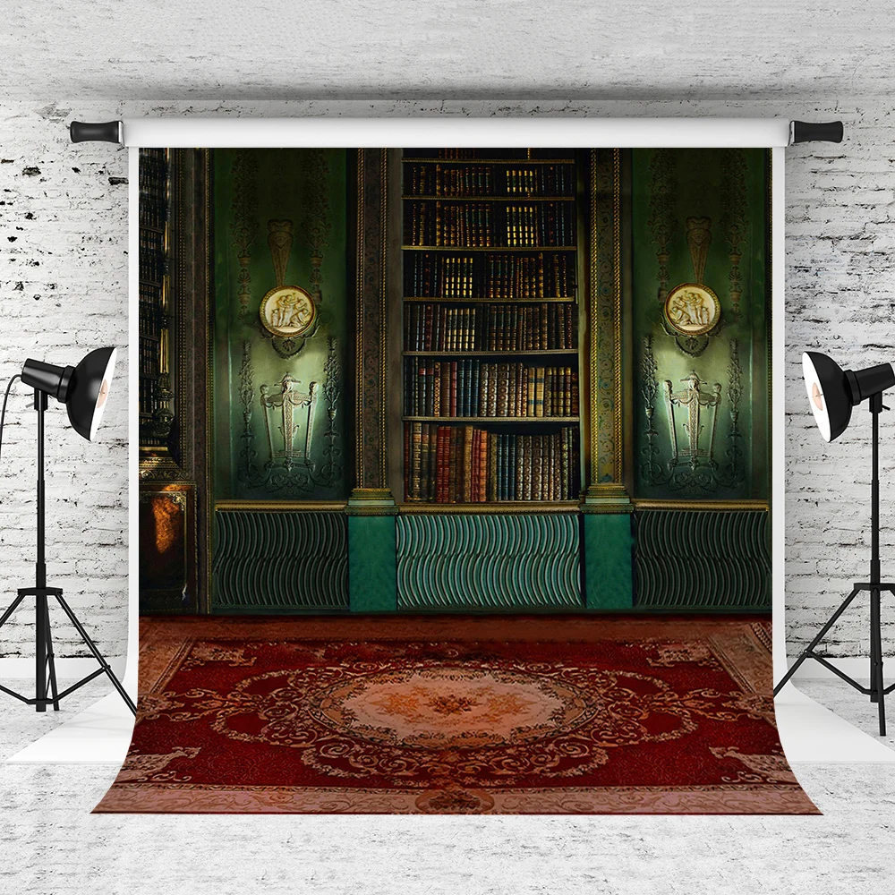 

VinylBDS Halloween Indoor Photography Backdrop Bookcase Studio Photo Backdrop Retro Blanket Microfiber Photographie Background