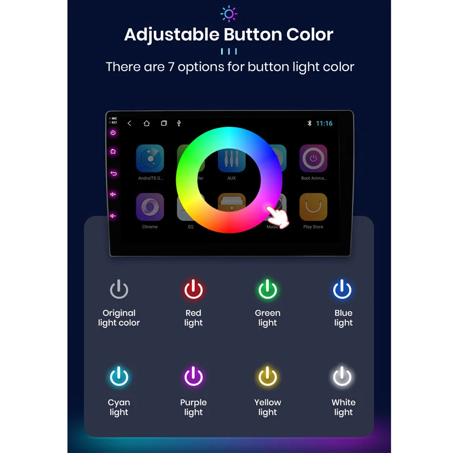

7 kinds of color for the button light: optional