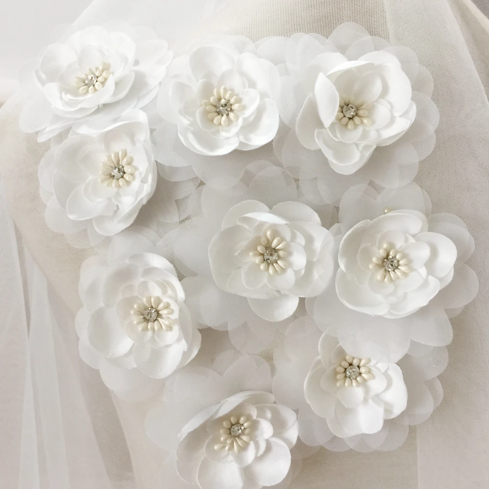 Off-white three-dimensional handmade flowers flowers bride DIY headdress hair accessories lace flower accessories clothing mater