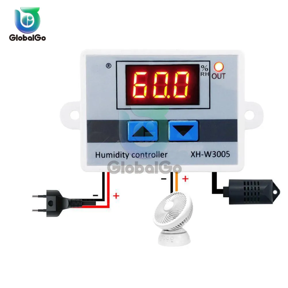 Digital LED Humidity Controller Hygrometer Humidity Control Switch Hygrostat SHT20 Humidity Sensor XH-W3005 W3005 220V 12V 24V