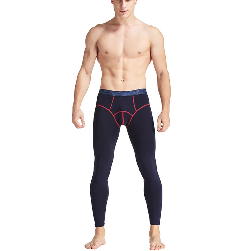 3XL Men Thermal Underwear Bottoms Leggings Modal Underwear Pants Bugle Pouch Long Johns Sleep Bottoms Tight Trousers Plus Size