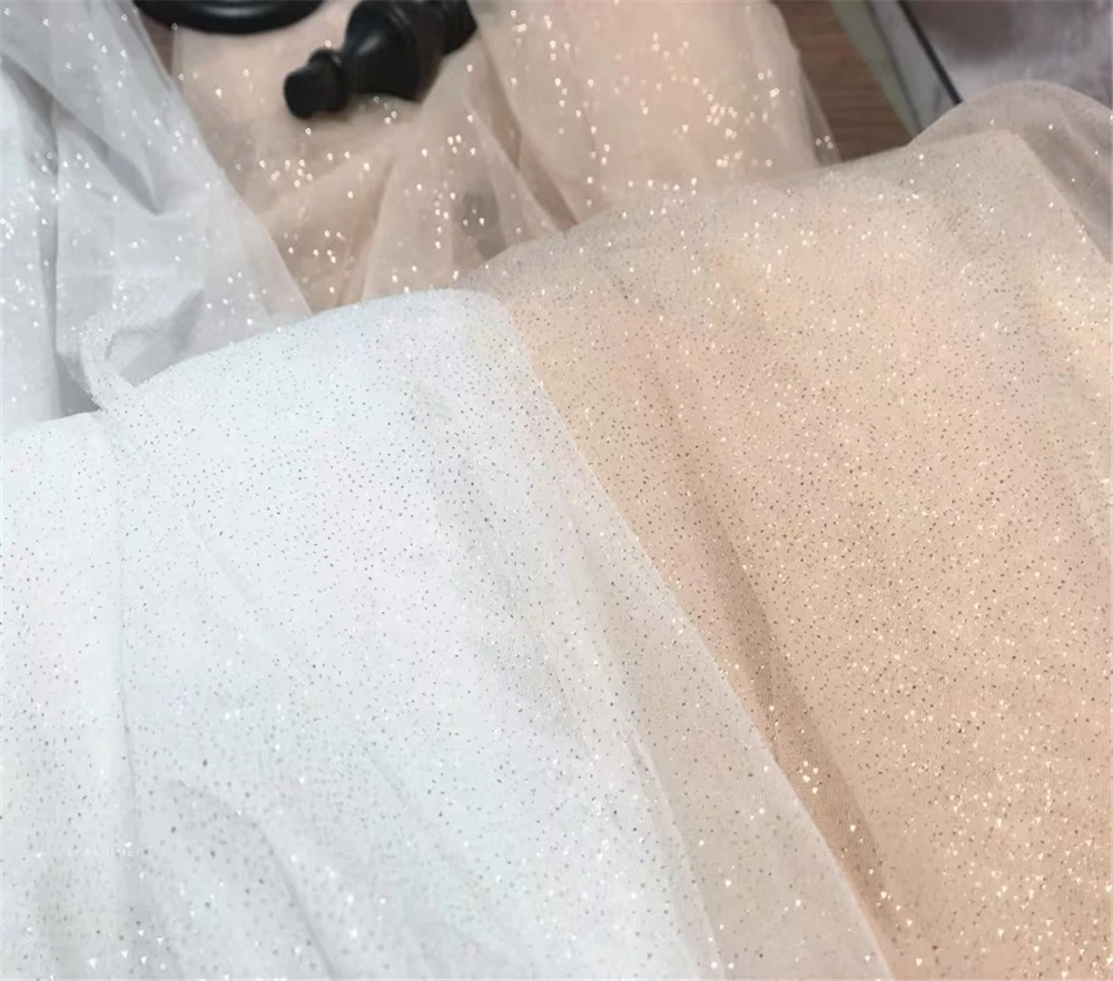 Bling Bling Two-Layer Bridal Short Wedding Veil  Shiny Sequined Glitter White Champagne Bridal Mesh Veil Metal Comb Elbow Length