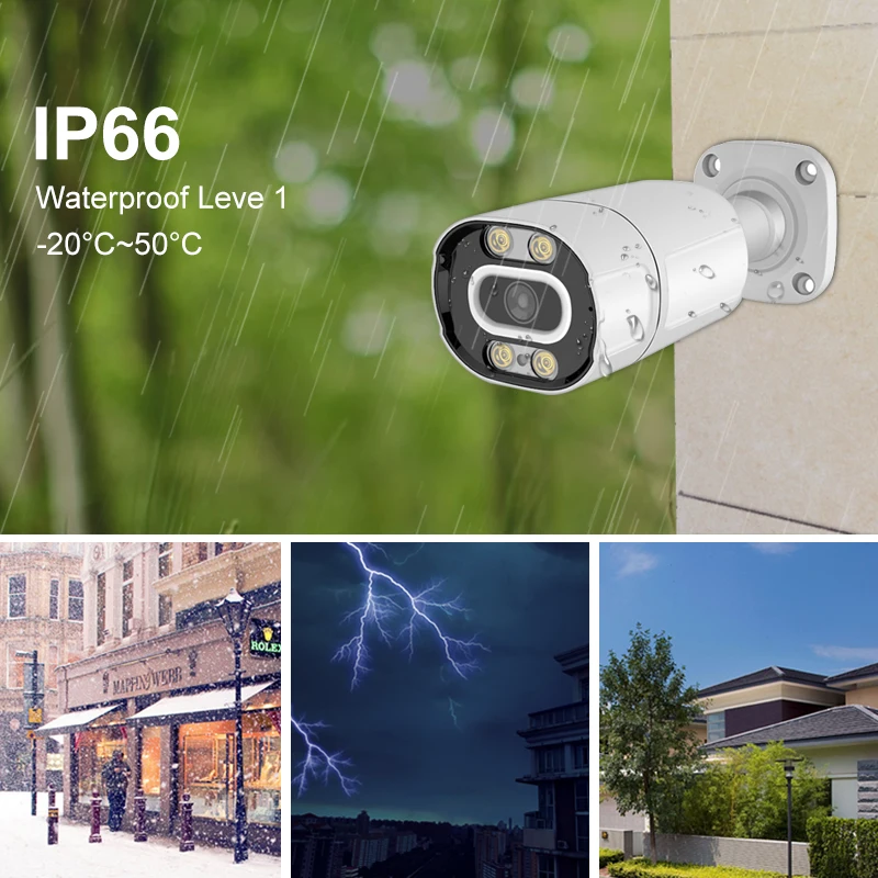 Smar-cámara de seguridad CCTV impermeable para exteriores, videocámara IP de visión nocturna de 48V, POE opcional, H.265, 20FPS, 2MP, lente ancha de