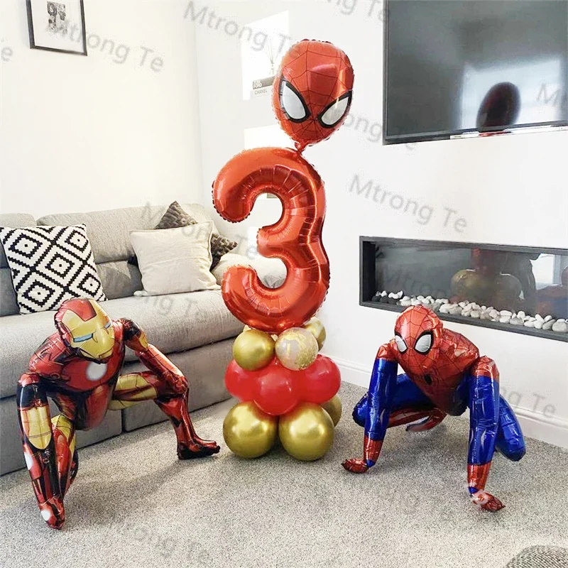 1set 3D Spiderman Foil Balloons Latex Air Globos Garland Arch Kit Birthday Theme Party Supplies Decoration Kids Gift Toys Ball