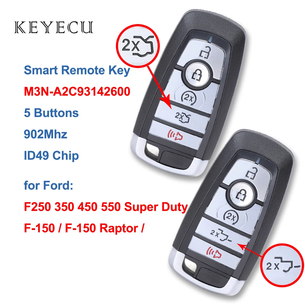 Keyecu Smart Remote Car Key 902Mhz ID49 for Ford Fusion Explorer Expedition Edge 2017 2018 2019 M3N-A2C931426, M3N-A2C93142600