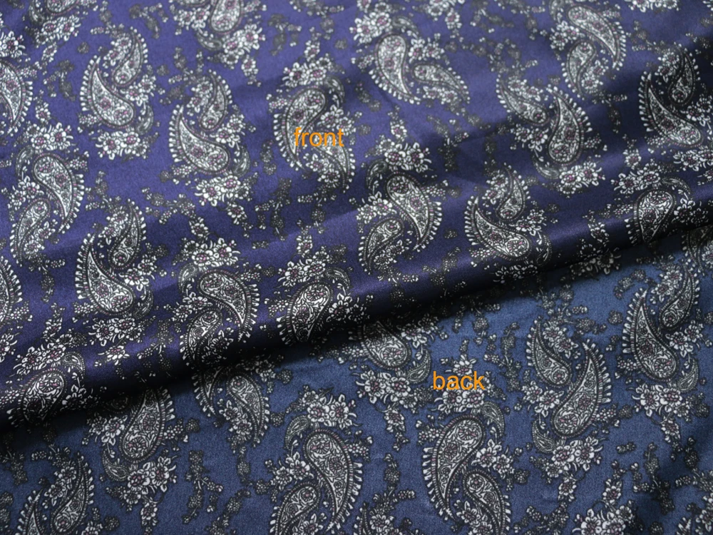 1 Meter x 1,48 Meter Retro-Paisley-Muster, weicher, seidiger Satinstoff, bedrucktes Charmeuse-Material für Futterschal – Detail 20