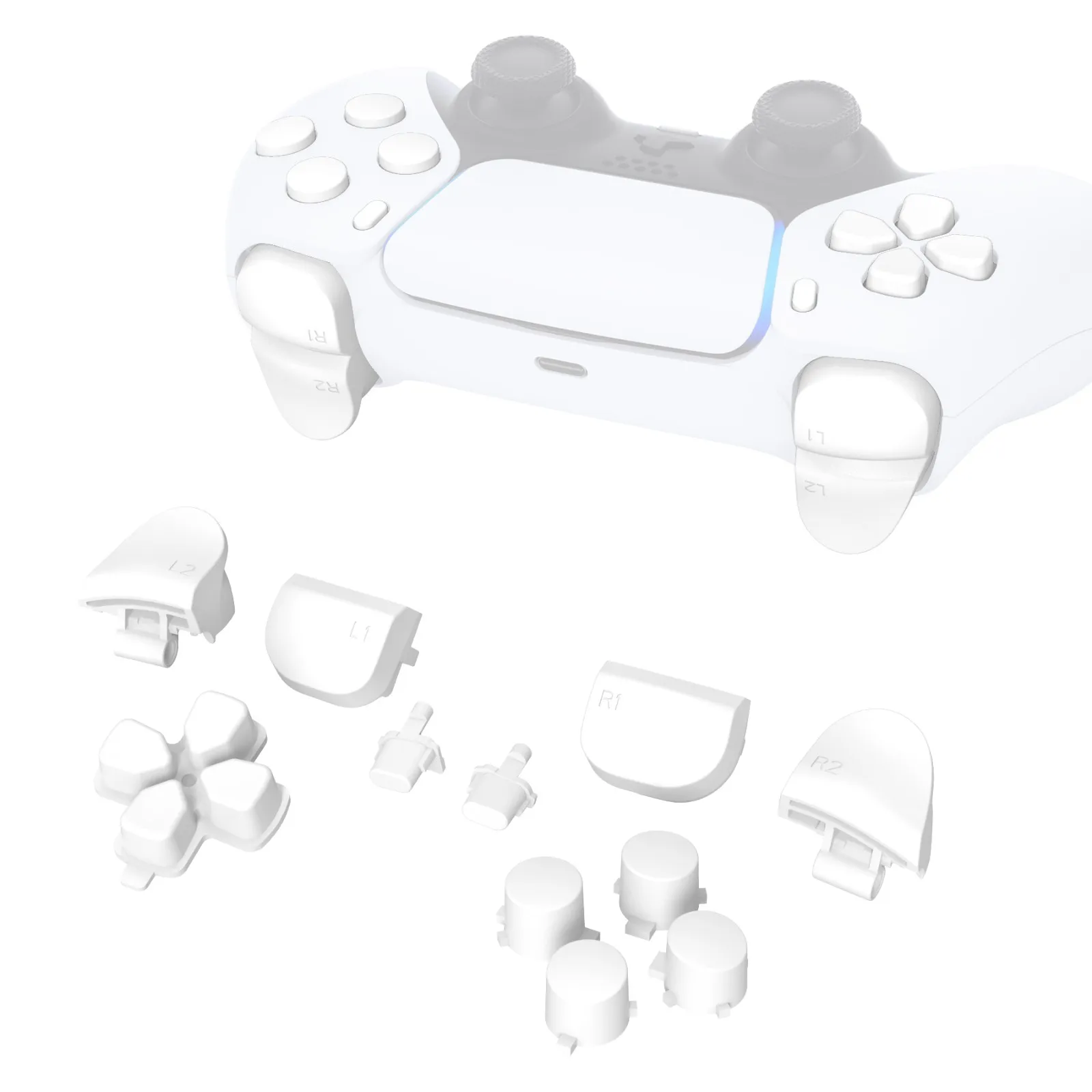 eXtremeRate D-pad R1 L1 R2 L2 Triggers Share Options Face Buttons, Full Set Buttons Compatible with ps5 Controller BDM-010 & 020