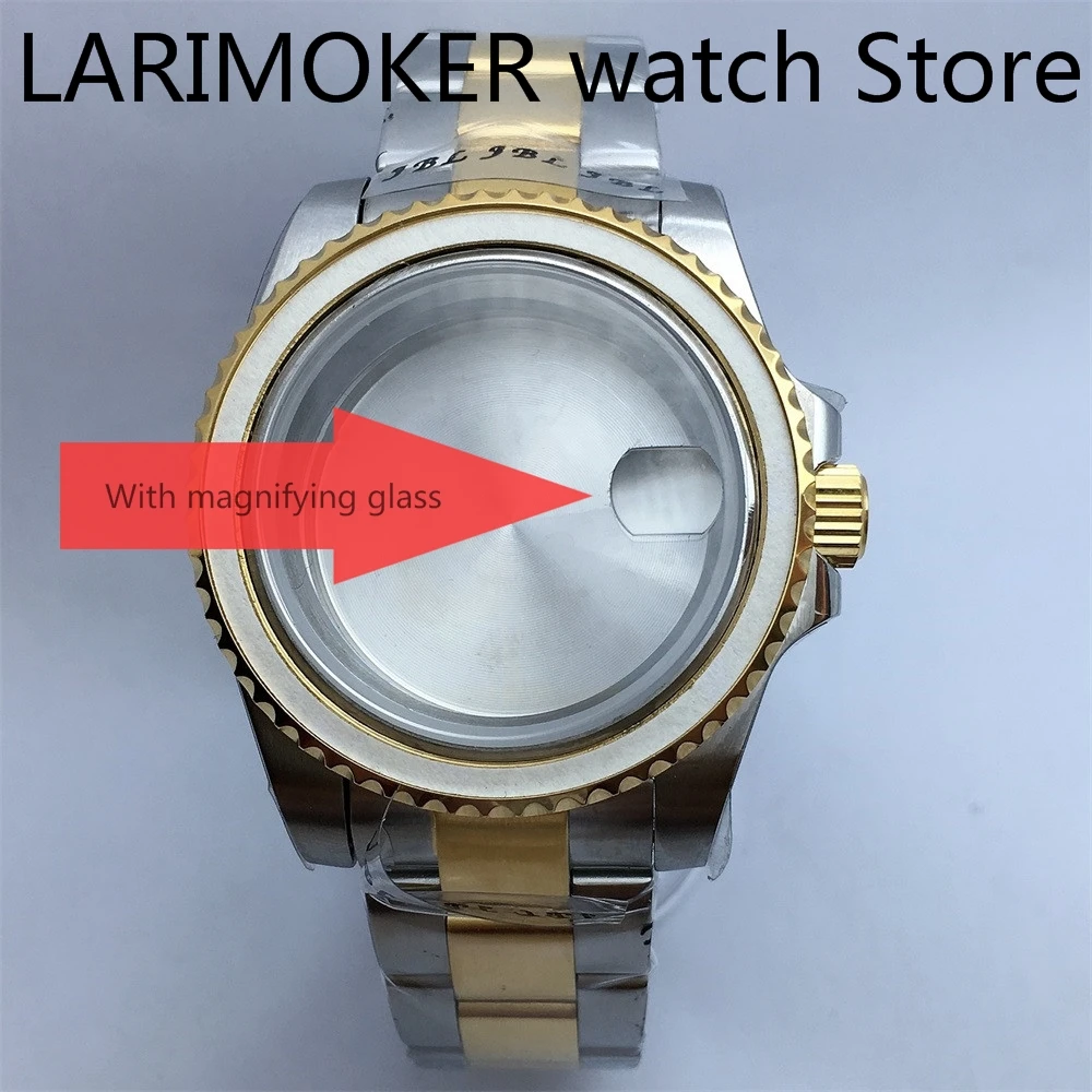 40mm Gold Case Sapphire Glass Solid 904L Stainless Steel Strap For NH35 36 38 39 ETA 2836 PT5000 DG2813, 3804, Miyota Movements