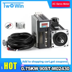 0.75KW 90ST-M02430 2.4N.M AC SERVO MOTOR 3000RPM 90ST + Matched Servo Driver + 3m Cable line High Quality