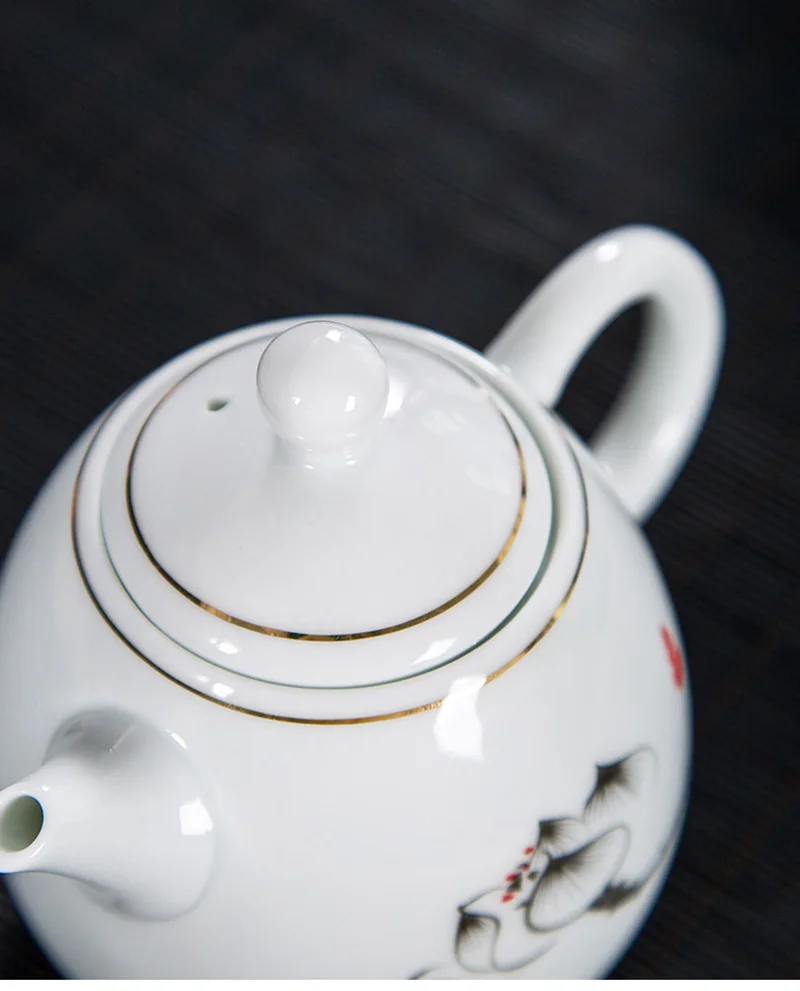 High quality white porcelain teapot Exquisite Enamel Color Teapot With Tea Strainer handmade ceramics Teaware Tea set