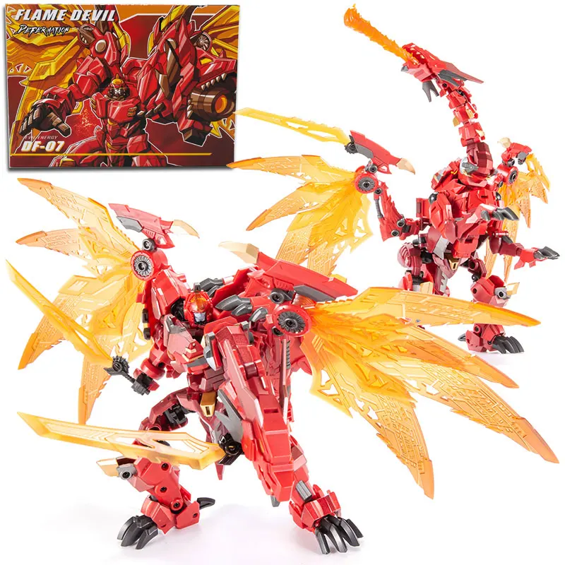 New Jinbao Transformation Flame Dragon 8871 KO Red Dragon Deformation Figure Toys Model PE DF07 DF-07