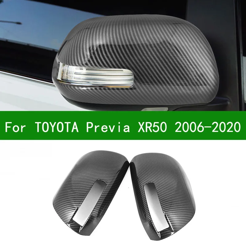 For TOYOTA Previa XR50 Estima Tarago 2006-2020 car Black carbon fibre Rearview mirror cover trim 07 08 09 10 2011 12 13 14 15 16