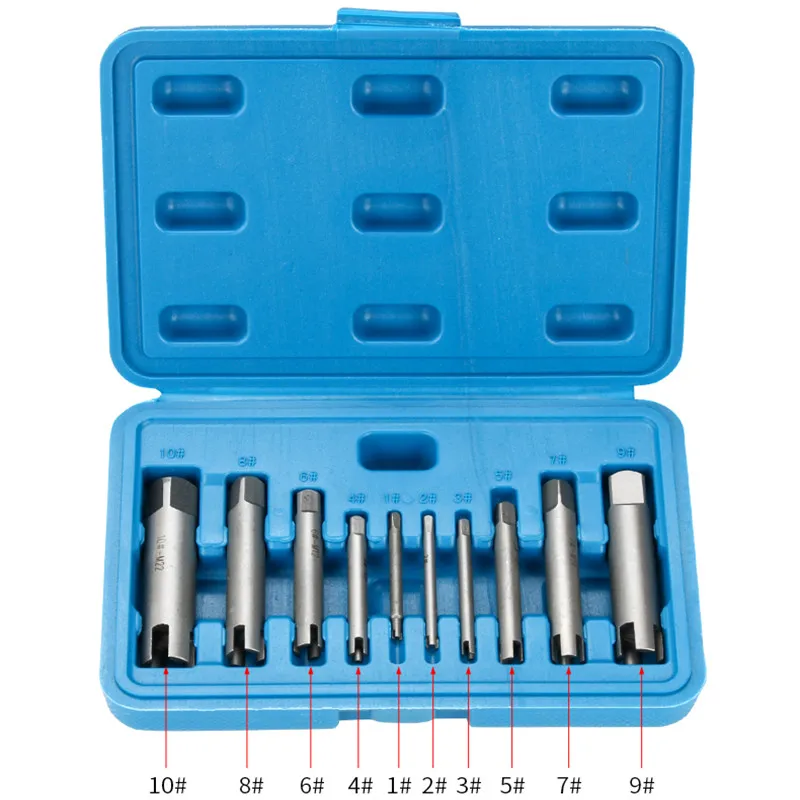 SANAI 10PCS Screw Tap Extractor Set M4-M24 Damaged Screw Tap Remover Alloy Steel Broken Head Taps Wrench Extractor Drill Bit