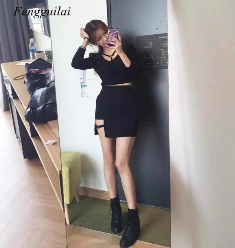 Black Sexy Summer Personalized Exquisite Ring Design Tight and Thin Grils Hip Skirt 2021 New