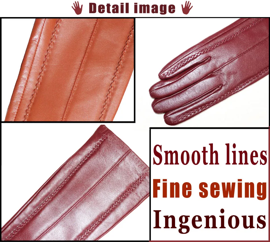 Longs gants en cuir véritable peau de mouton moyen long femmes manches en cuir flanelle doublure Automne Hiver chaud écran tactile fonction gants en