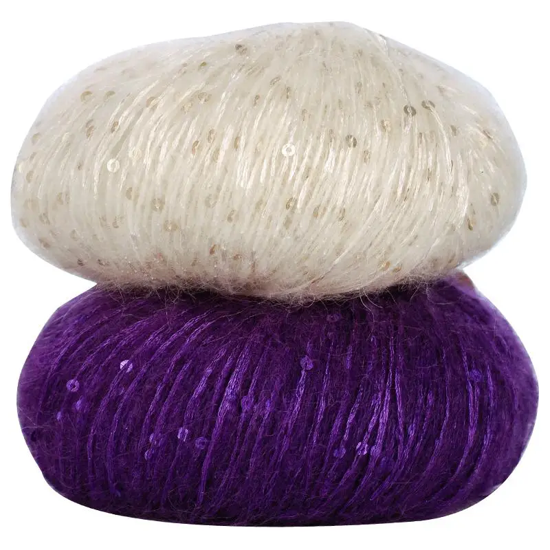 50g/ball New Sequins Mohair Yarn Soft Children's hand Knitting Yarn for Cloth Colorful Thin Crochet Yarn AQ379