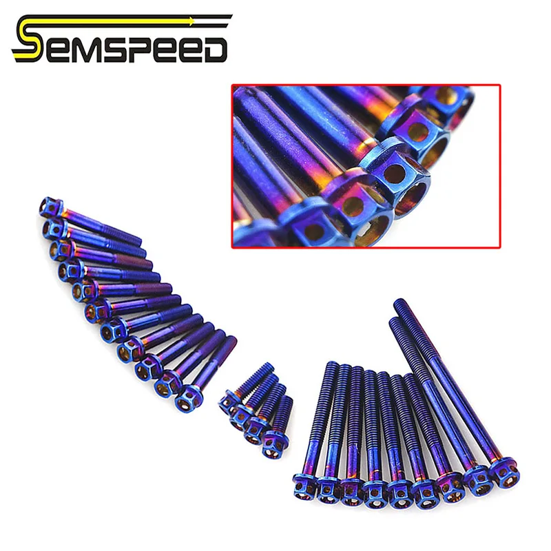 M6 Blue 304 Hexagon Engine Screws Stainless Steel Nut Cap Screws Engine Cover Screws Bolts for Honda Yamaha Kawasaki Suzuki BMW