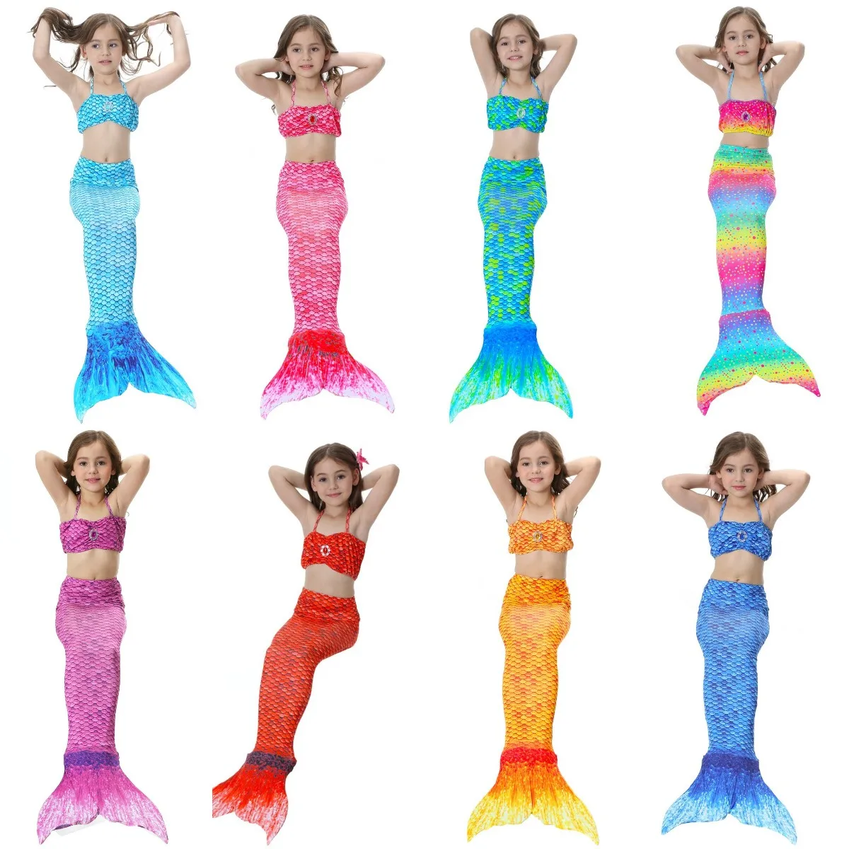 

Pretty Girl Kids Girls Swimming Mermaid tail With Monofin Flipper Mermaid Costume Cosplay Children Swimsuit Fantasy Beach Bikini