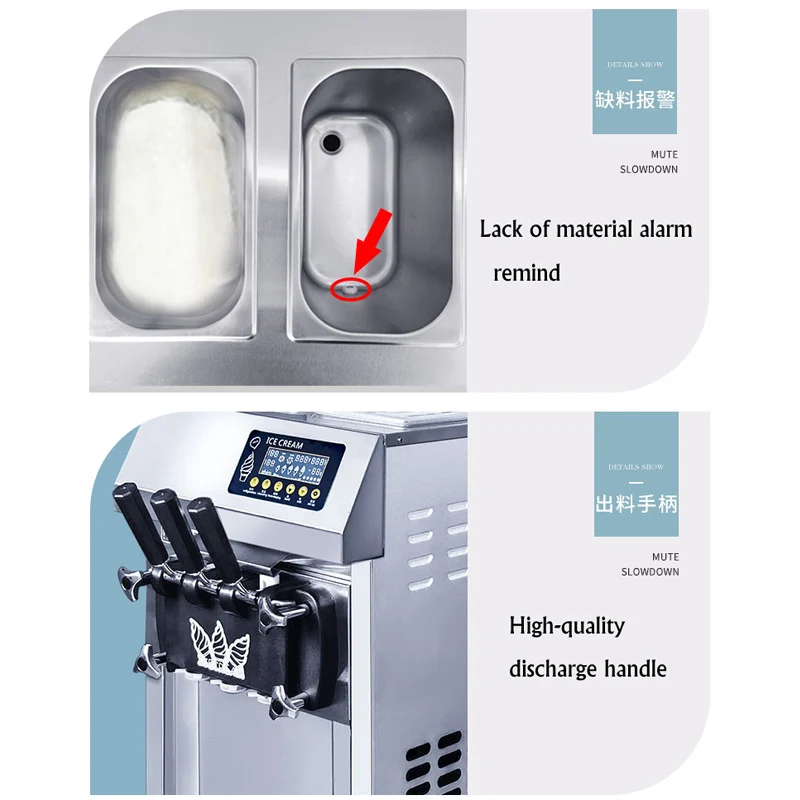 أعلى جودة 3 نكهات الآيس كريم منضدية آيس كريم ناعم القوام صانع آلة بيع ميلك شيك صغيرة آلة صنع الآيس كريم 22-30L/H