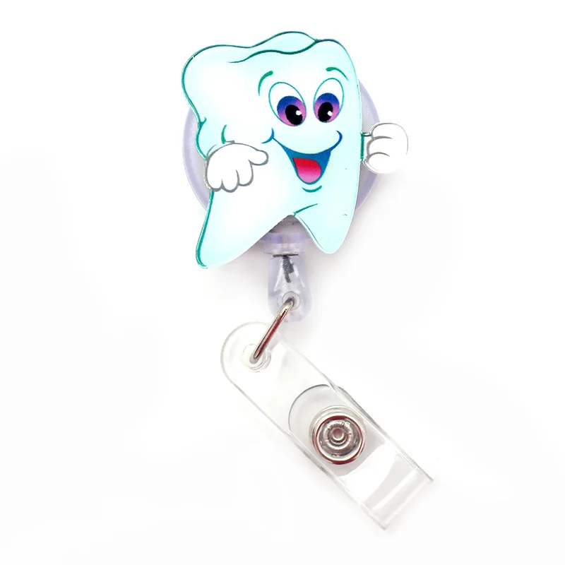 Funny Lovely Teeth Style Retractable Creative Card Holder Badge Reel Nurse Exhibition Enfermera Girl Name Card Chest  For Dentis