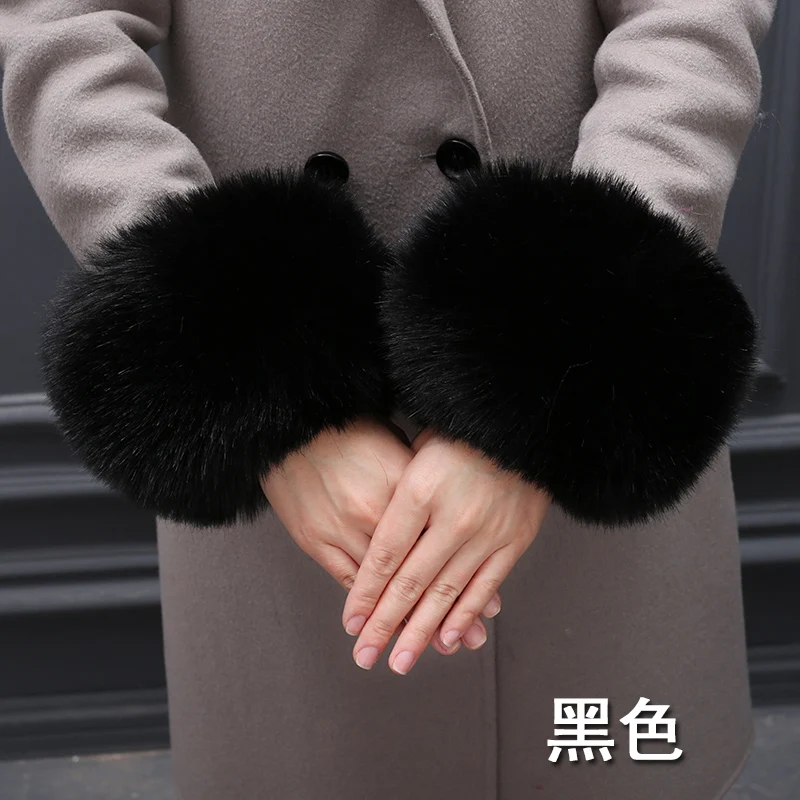 Moda Senhora Acessórios Vestuário Aquecedores Falso Cuff Puro Sonho Falso Punhos Oversized Fox Hair Fur Cuff Hair Pulseira Mão De Pulso