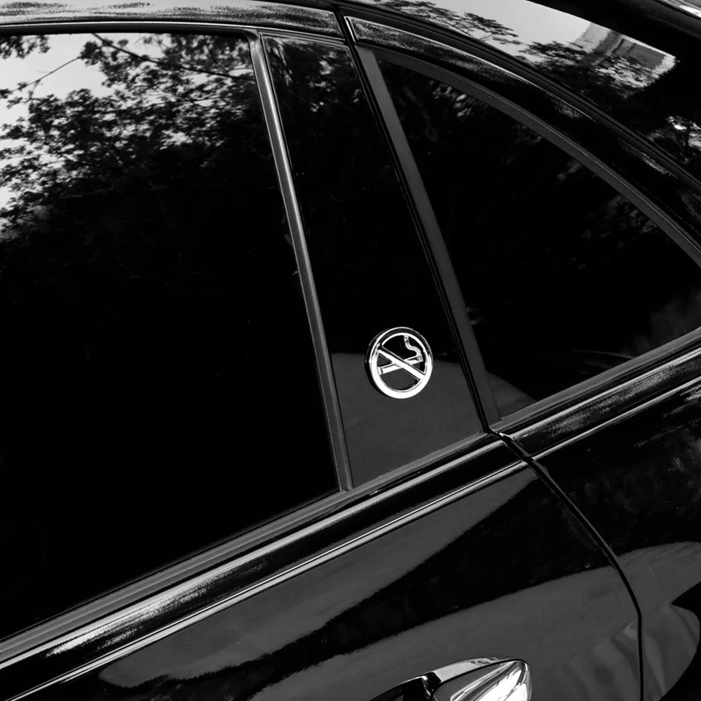 DSYCAR 1 قطعة علامات منع التدخين العامة للأعمال ملصقات السيارات شارة فندق مكتب رمز شعار معدن الكروم المركبات سيارة التصميم