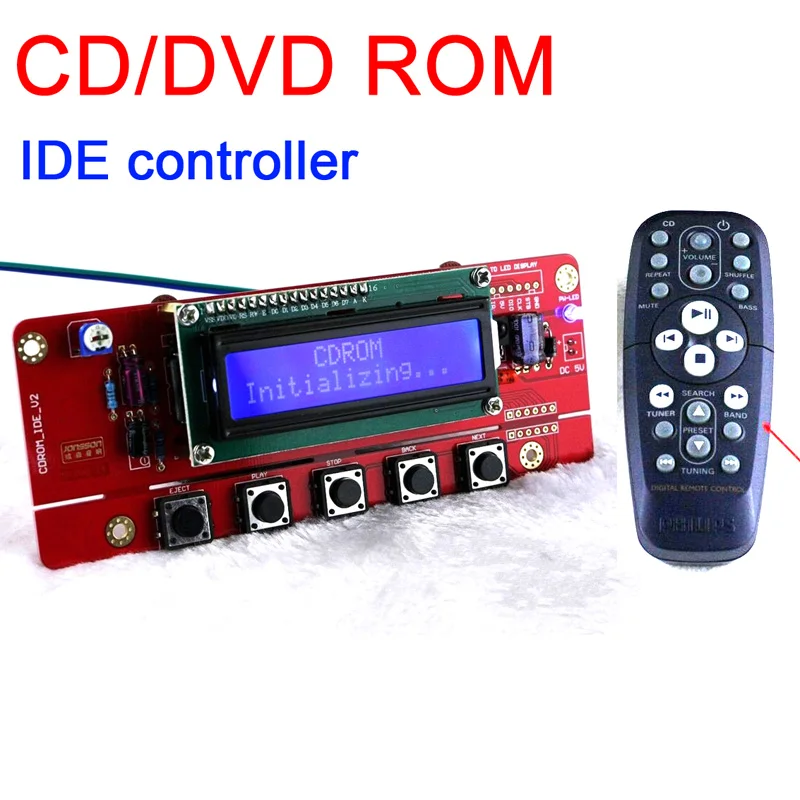 DYKB CD/DVD ROM IDE optical drive controller board Audio Player ROM To Turntable  + REMOTE control Digital Display