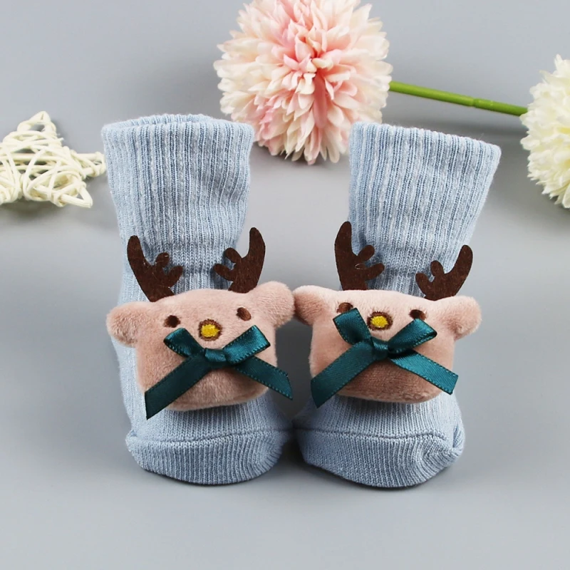 

Jlong Newborn Baby Girl Boy Plaid Bowtie Cotton Socks Medium Tube Knitted Socks Infant Cute Anti-slip Warm Floor Socks 0-12M