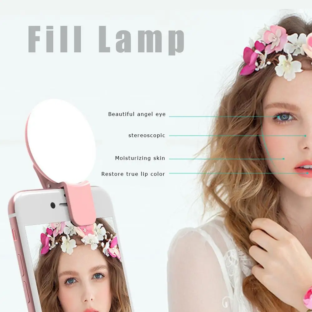 Novidade universal selfie de led anel luz flash luz do telefone celular beleza iluminação noturna escuro selfie para câmera do telefone celular para