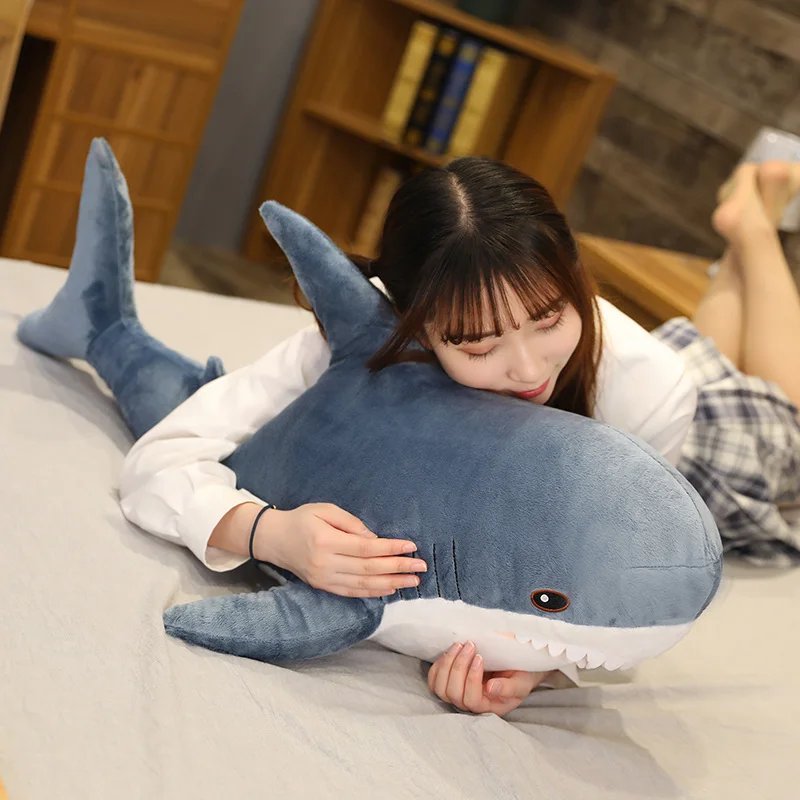 45/60/80 cm Nette Hai Plüsch Spielzeug Weiche Angefüllte Speelgoed Tier Lesen Kissen für Geburtstag Geschenke Kissen puppe Geschenk – Detail 4