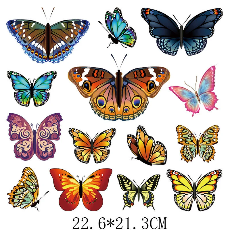 28 Styl Colorful Butterfly Animal Iron On Patches For DIY Heat Transfer Clothes T-Shirt Bag Thermal Stickers Decoration Printing