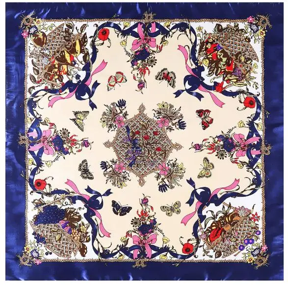 New Luxury Brand Twill Silk Large Scarf Women Fashion Belt Designs Square Scarve ladys Design Handkerchief 90x90cm Bandana