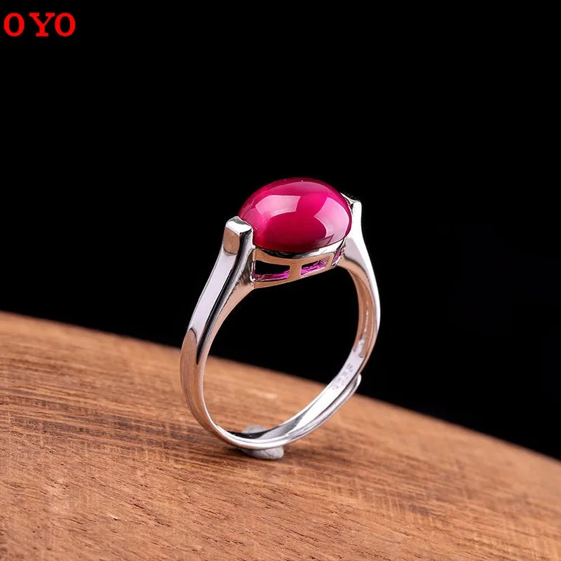 

100%S925 Pure Silver Jewelry Handicraft Wholesale Fashion Lady Open Design Corundum Ring