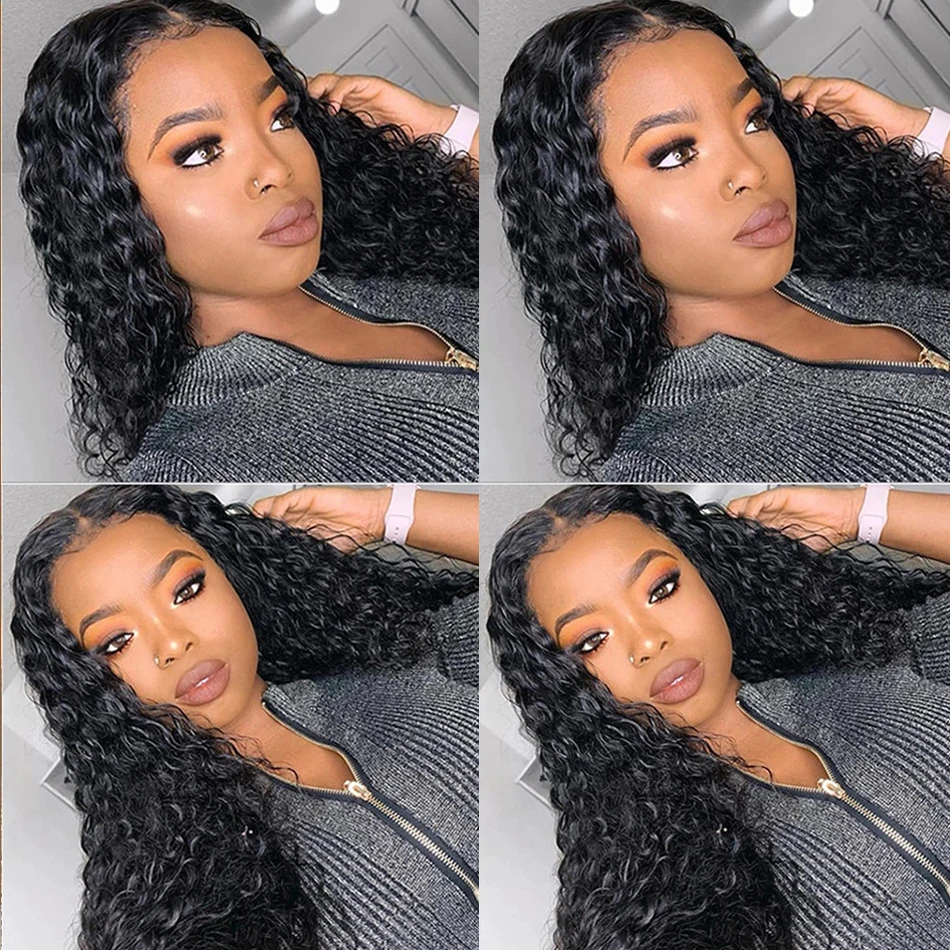 Deep Wave Brazilian Hair Weave Raw Bundle Human Hair Curly Weave 4x4 Lace Closure with Human Hair Bundles 30 inch Hair Weave